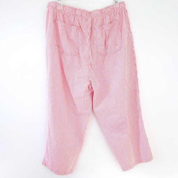 Baxter & Wells Capri Pants Size 12 Stripe Cotton, Natural Fabric, Summer Pants - Picture 2 of 4